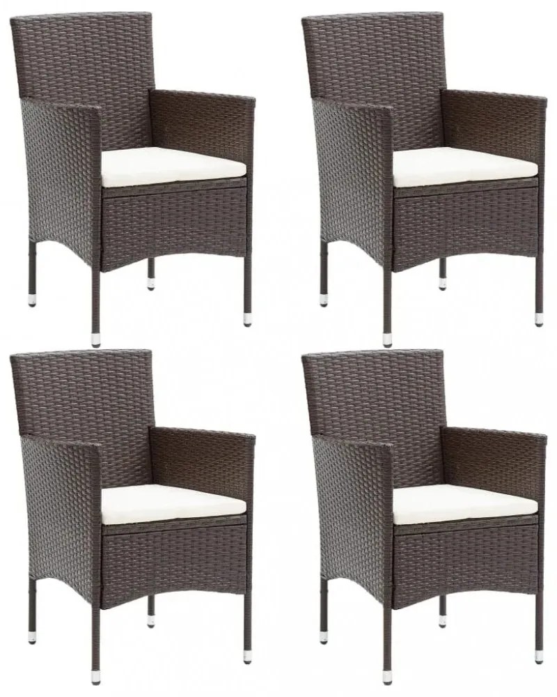 5 részes barna polyrattan kerti étkezőgarnitúra párnákkal