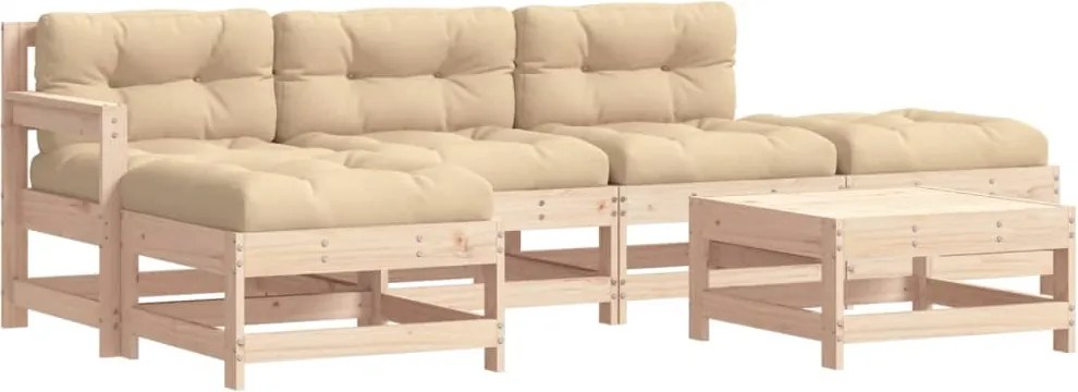 vidaXL 6 részes tömör fa kerti társalgószett párnákkal