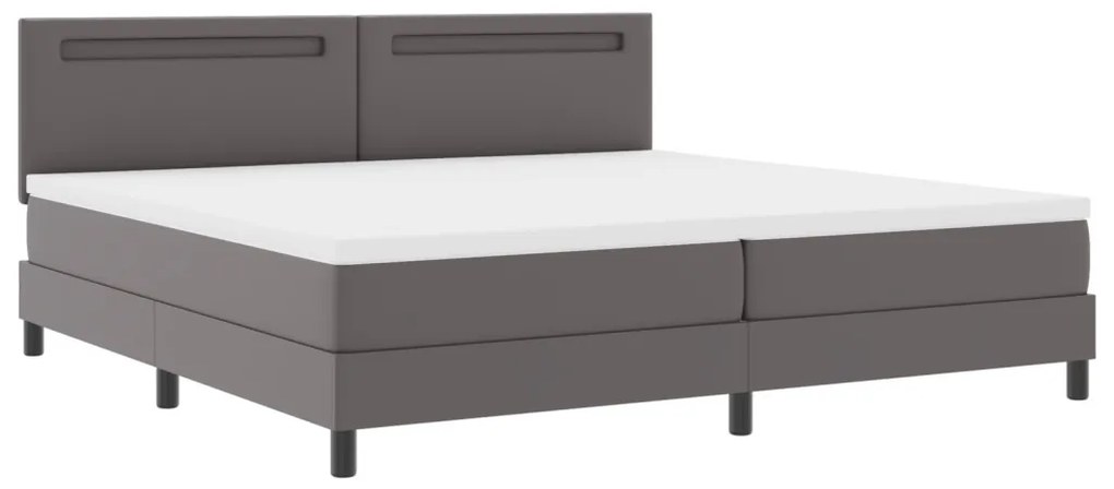 Boxspring Ágy Matraccal Szürkében, 200x200 cm, Műbőr.