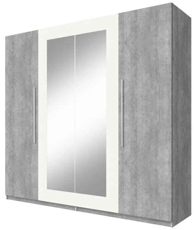 ERA - Ruhásszekrény tükörrel (20), beton Colorado/fehér