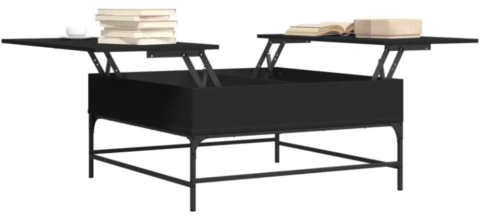 fekete szerelt fa és fém dohányzóasztal 95 x 95 x 45 cm