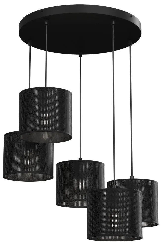 Csillár zsinóron LOFT SHADE 5xE27/60W/230V fekete