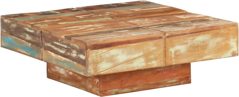 vidaXL tömör újrahasznosított fa dohányzóasztal 80 x 80 x 28 cm