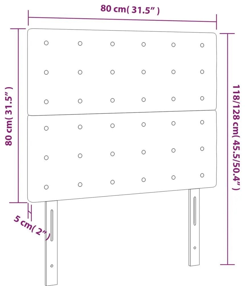cappuccino műbőr LED-es fejtámla 80x5x118/128 cm