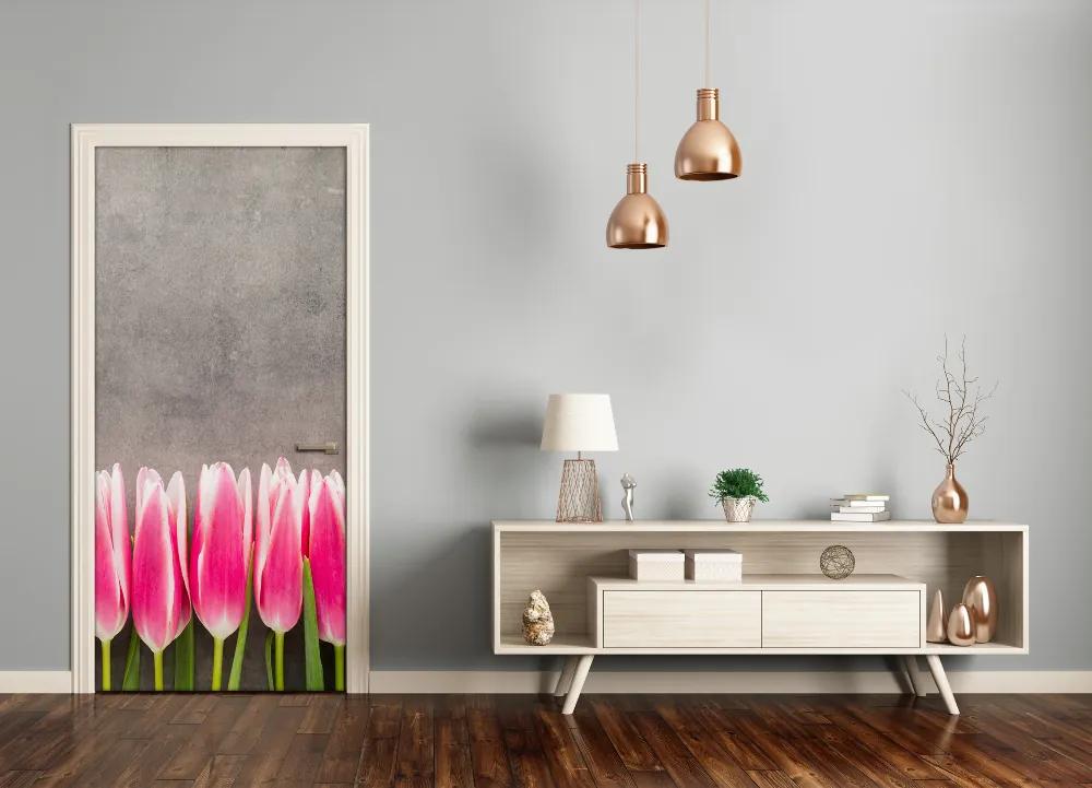 Ajtómatrica rózsaszín tulipánok 75x205 cm
