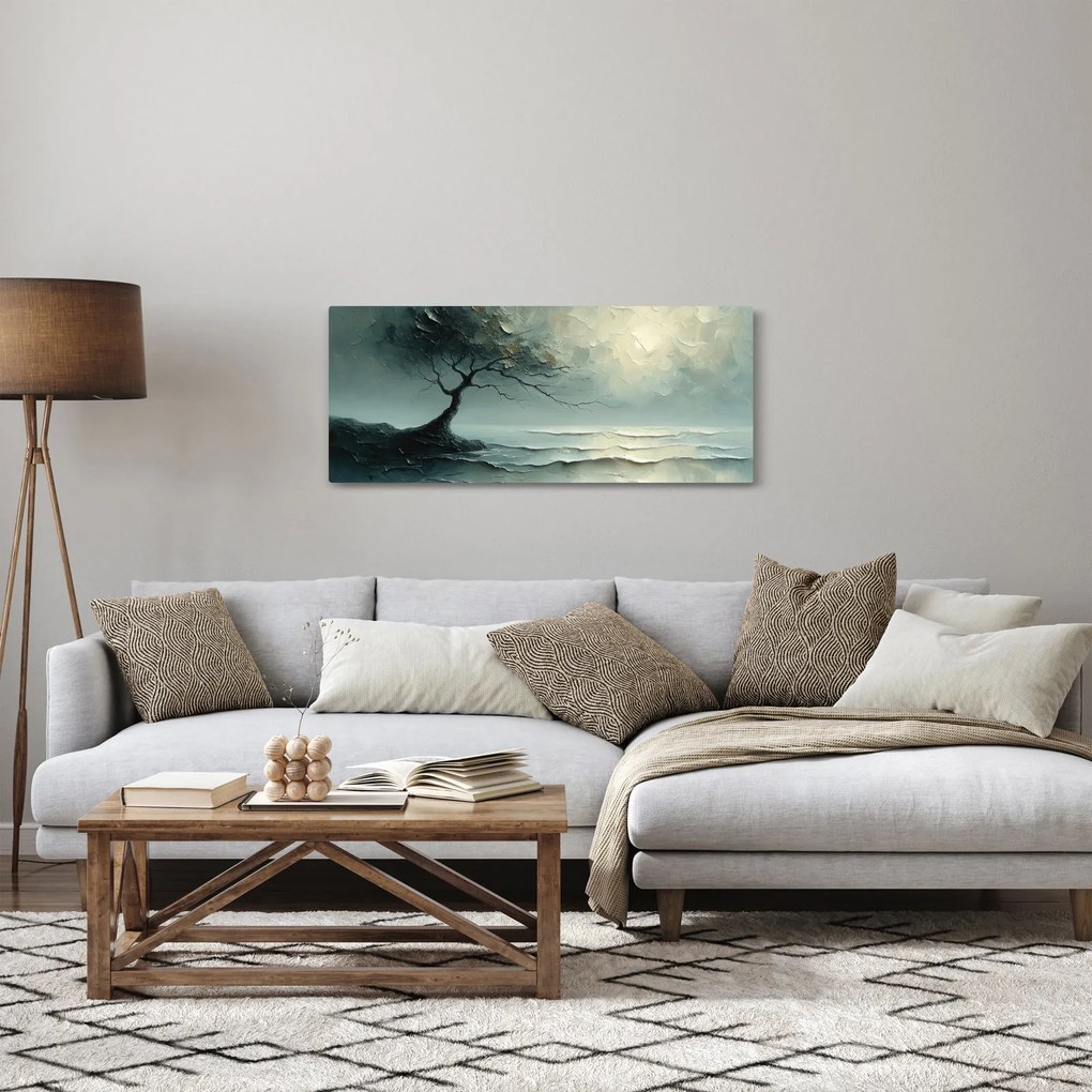 Kép - Olajfestmény egy fa az óceánnal (120x50 cm)