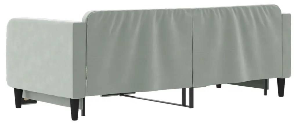 világosszürke kihúzható bársony heverő 90 x 200 cm