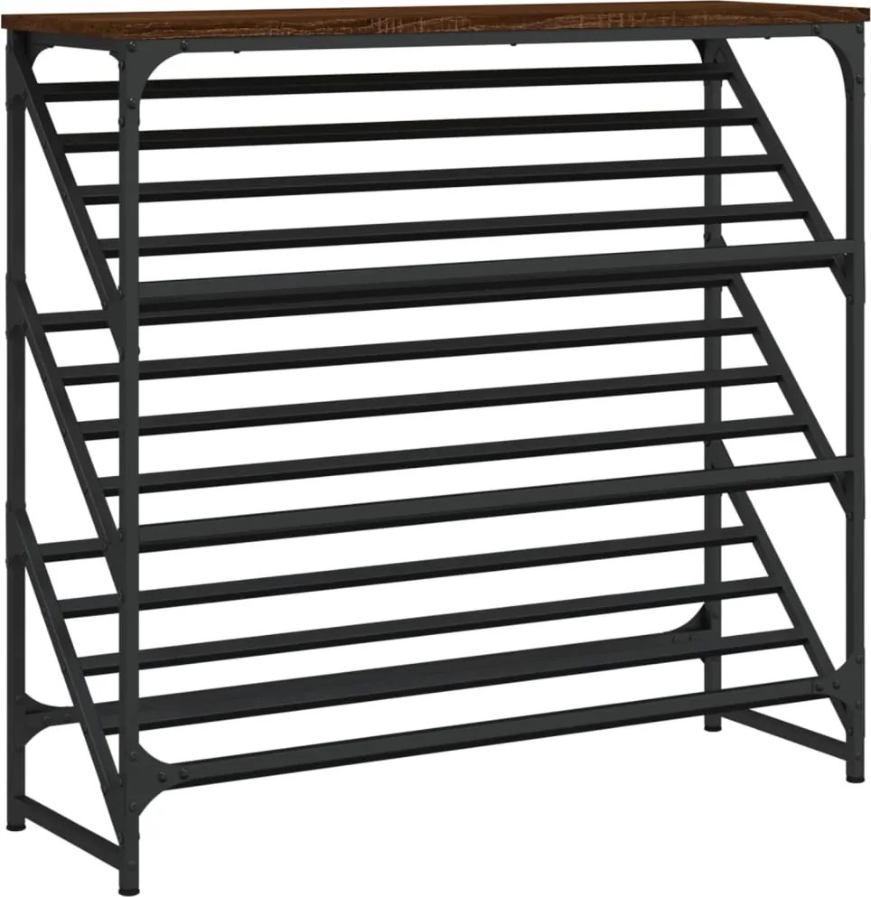 vidaXL barna tölgyszínű szerelt fa cipőtartó 90x30x85 cm