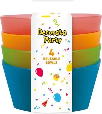 Színes Party félig átlátszó műanyag mélytányér 4 db-os