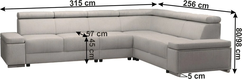 Ülőgarnitúra, szürkésbézs Taupe, jobbos, BOBY