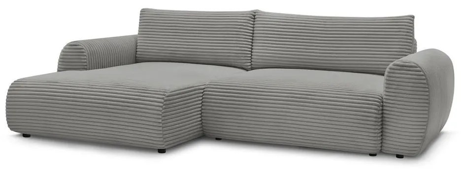 Sötétszürke kordbársony kinyitható sarokkanapé (bal oldali) Lucien – Bobochic Paris