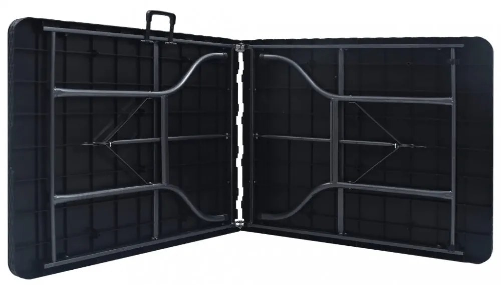 fekete HDPE rattan szerű összecsukható kerti asztal 180x75x72cm