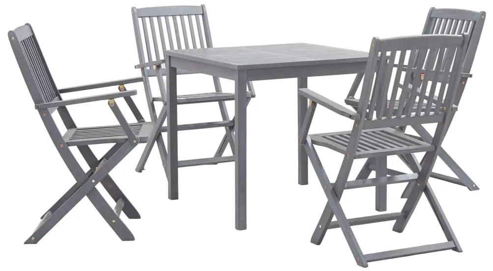 vidaXL 5-részes szürke tömör akácfa kerti étkezőgarnitúra