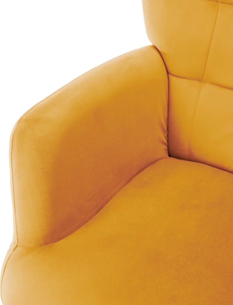 Fotel lábtartóval, sárga Velvet szövet/fekete, HABEN