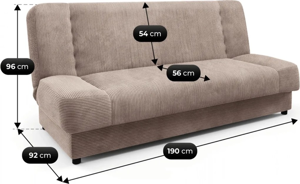 Ágyazható kanapé bézs színben, kordbársony kárpittal PIANO