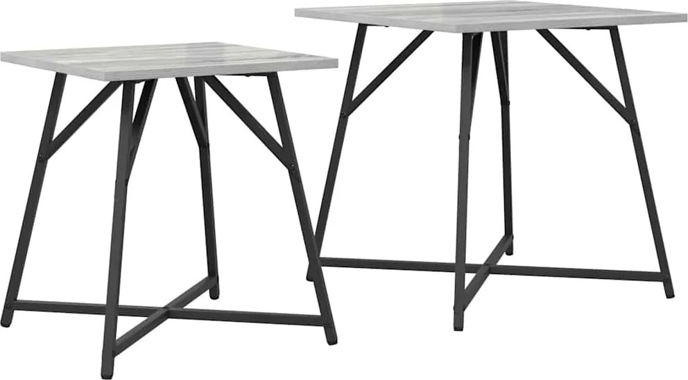 vidaXL Kisasztal készlet 2 pcs Szürke Sonoma és Fekete