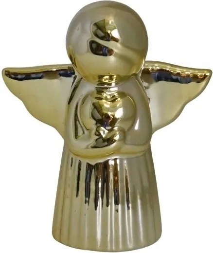 Kerámia angyalka figura 8 cm arany tükör karácsonyi dekoráció