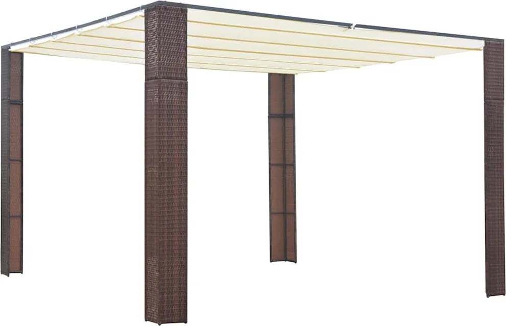 vidaXL barna és krémszínű polyrattan pavilon tetővel 300x300x220 cm