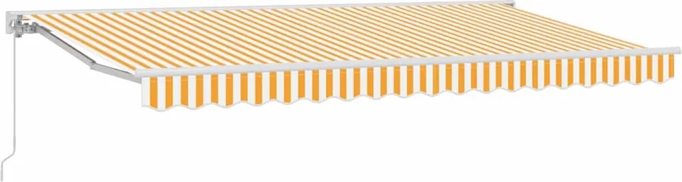vidaXL Behúzható napellenző Sárga és Fehér 400 x 200 cm