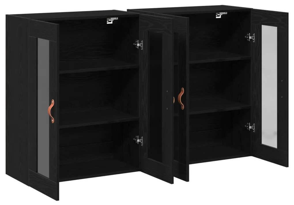 Fali Szekrények 2 db Fekete Tölgy 69,5x34x90 cm Gyártott Fa