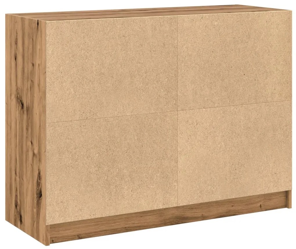kézműves tölgy színű szerelt fa tálalószekrény 102x37x75,5 cm