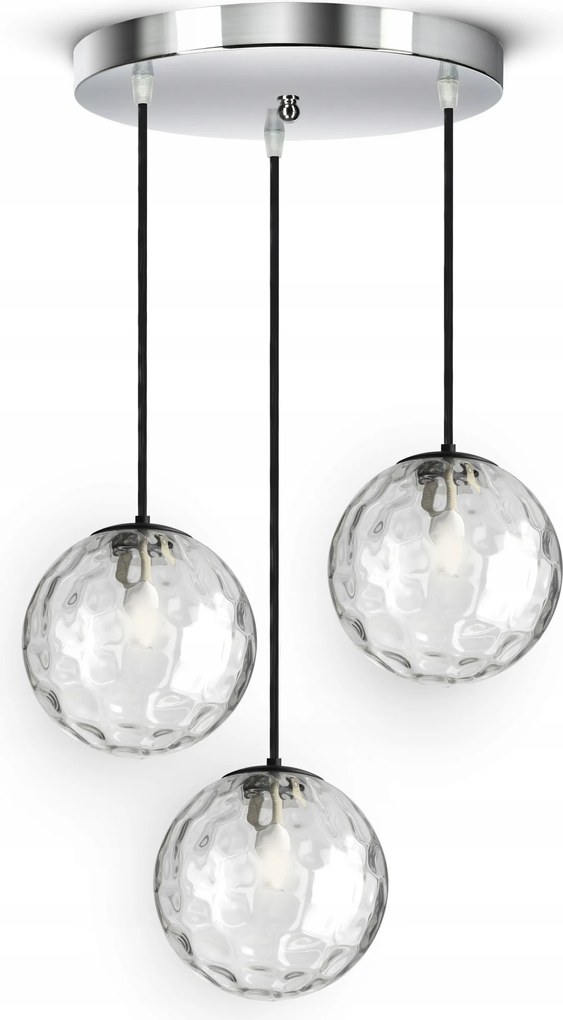 Mennyezeti Függő Lámpa Csillár Üveg Gömbök Átlátszó EZ3 Króm Led