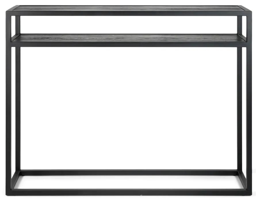 Fekete konzolasztal tölgyfa asztallappal 30x120 cm Daniël – Spinder Design