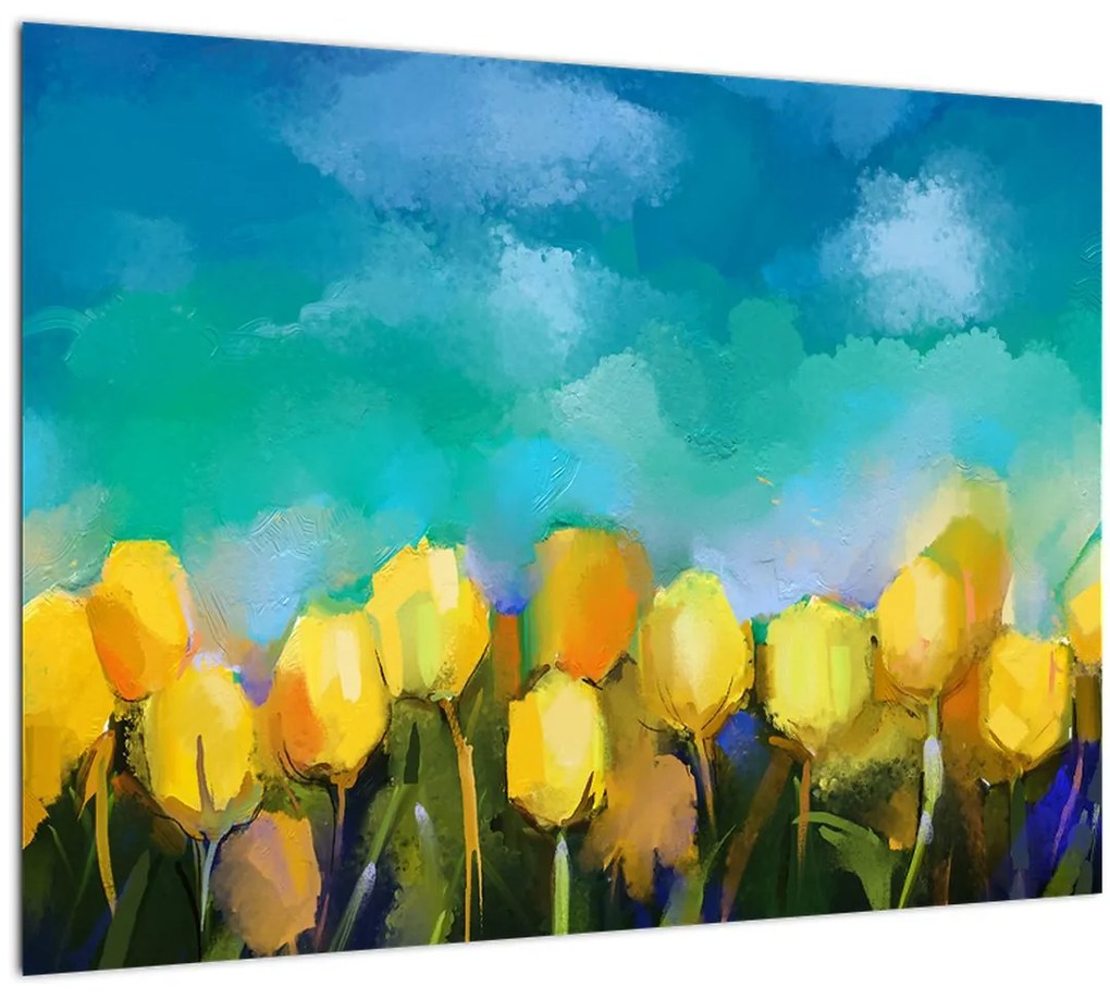 Sárga tulipán képe (üvegen) (70x50 cm)