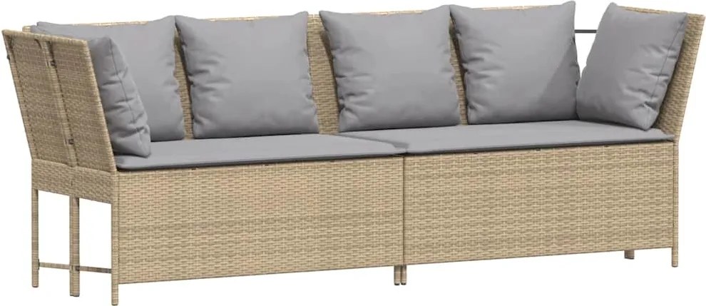 vidaXL bézs polyrattan kerti kanapé párnával