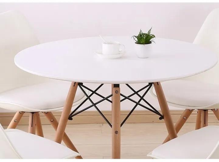 Étkezőasztal, fehér/bükk, GAMIN II NEW 80cm