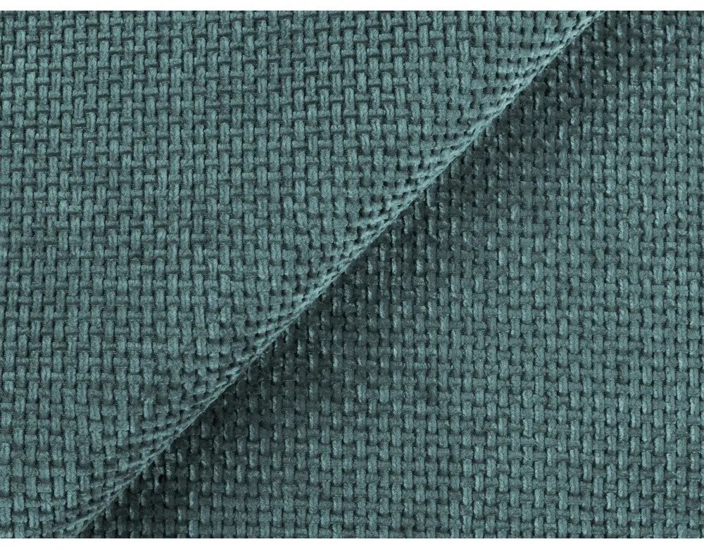 Kék zsenília kinyitható-tárolóhelyes sarokkanapé (bal oldali-heverő résszel) Mele – Makamii