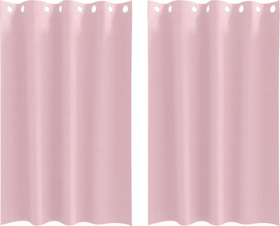 vidaXL Fekete Függöny Gyűrűkkel 2 pcs Babarózsaszín 175 x 140 cm