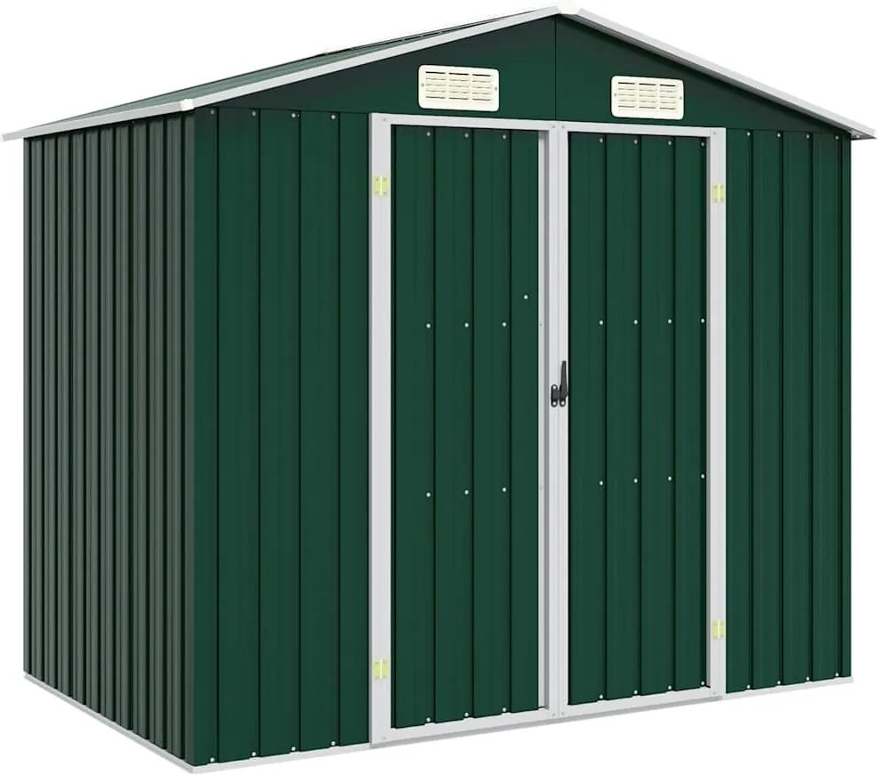 vidaXL zöld horganyzott acél kerti fészer 205 x 129 x 183 cm