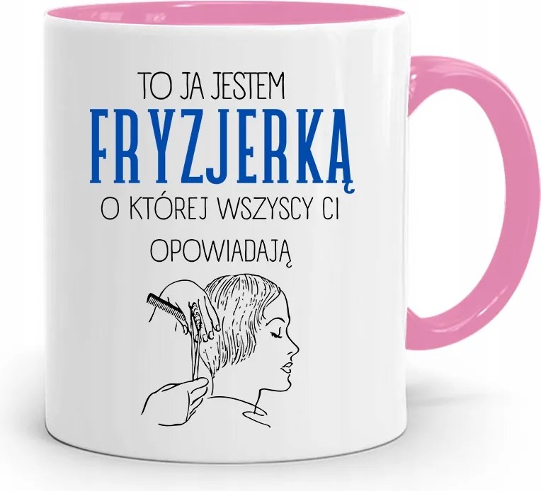 Rózsaszín Bögre Fodrásznak Én Vagyok A Fodrász, fényképes nyomattal