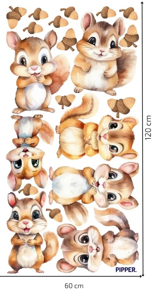 PIPPER. Textil falmatrica "Mókusok"