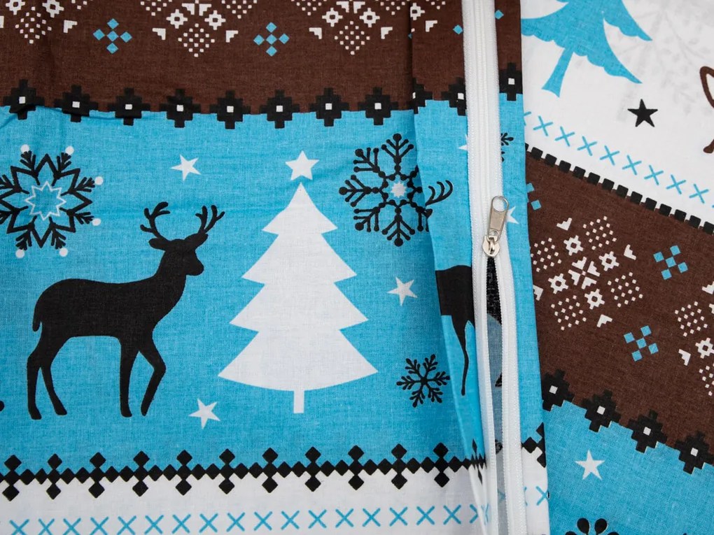 TÉLI RÉNSZARVAS barna pamut ágyneműhuzat Ágyneműhuzat mérete: 70 x 90 cm | 140 x 200 cm