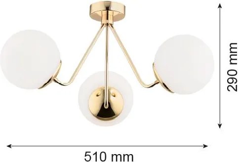 ARGON 1481 TOMAR Glamour Mennyezeti Lámpa Sárgaréz, Opál Szőnyeg E27 IP20