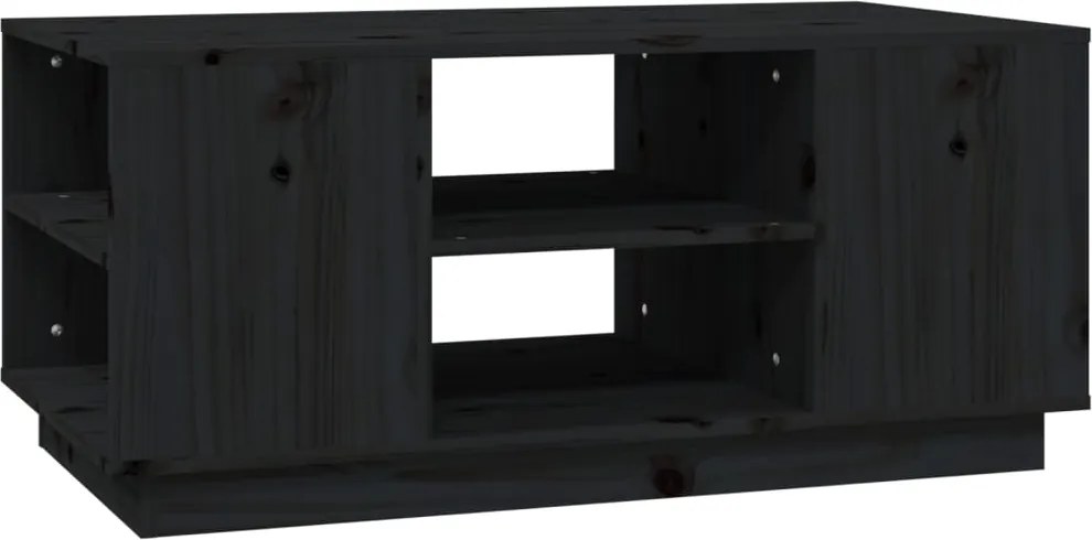 vidaXL fekete tömör fenyőfa dohányzóasztal 90 x 49 x 40,5 cm