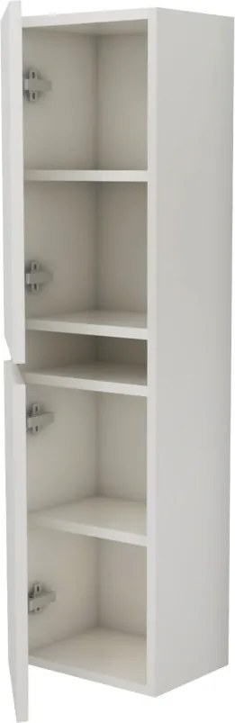 Zed 2 ajtós fali fürdőszobai magasszekrény, Fényes fehér / Fehér, MDF, 29 x 22 x 104 cm