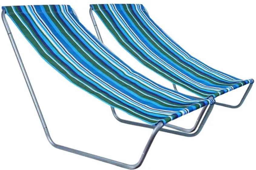 2 db összecsukható tengerparti napozóágy SAND, kék-fehér