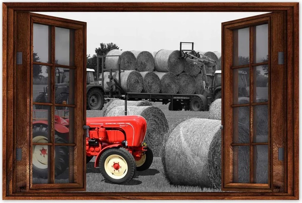 Poszterek 120x80 Aratás Piros traktor