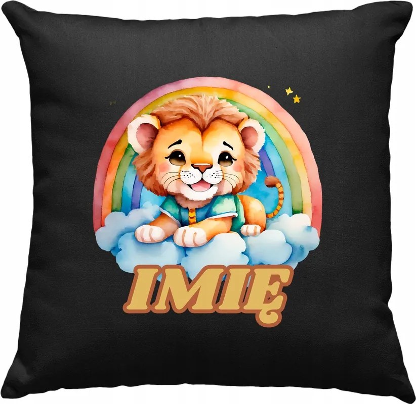 Gyerek párna Oroszlán a szivárvány alatt +Név fekete