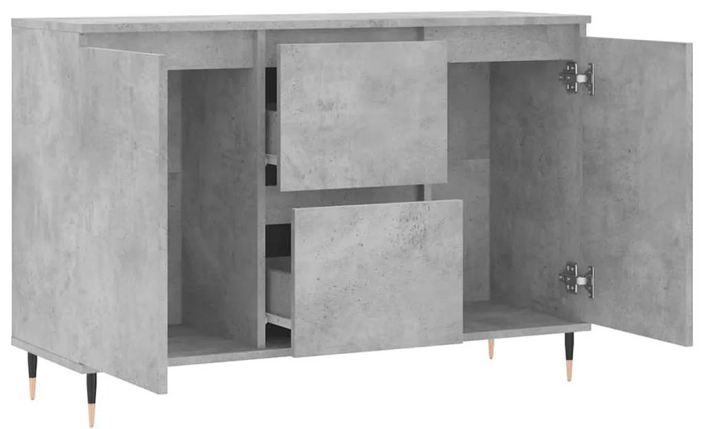betonszürke szerelt fa tálalószekrény 101,5 x 35 x 70 cm
