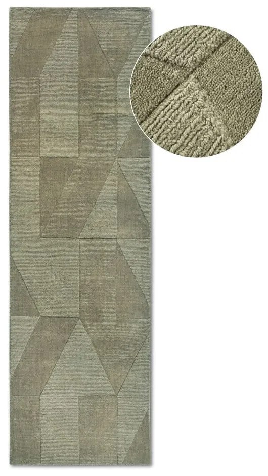 Zöld kézi szövésű gyapjú futószőnyeg 80x250 cm Ursule – Villeroy&Boch