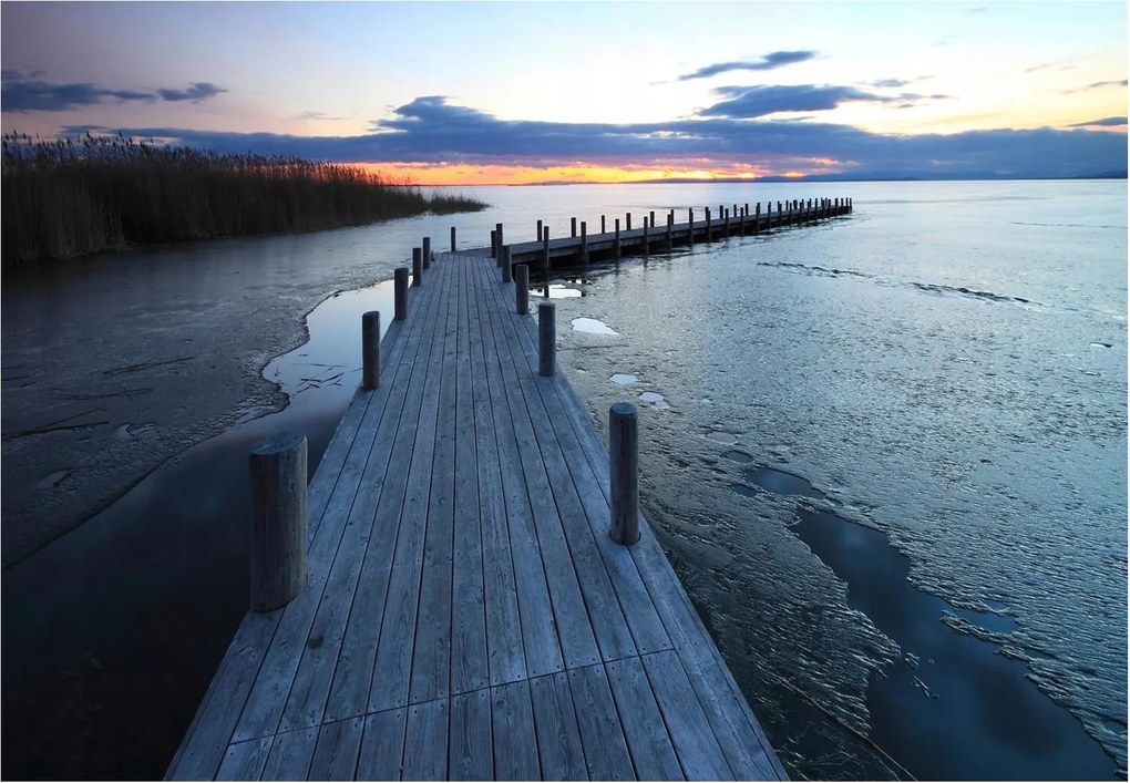 Fotótapéta tó régi móló égbolt 312 x 219