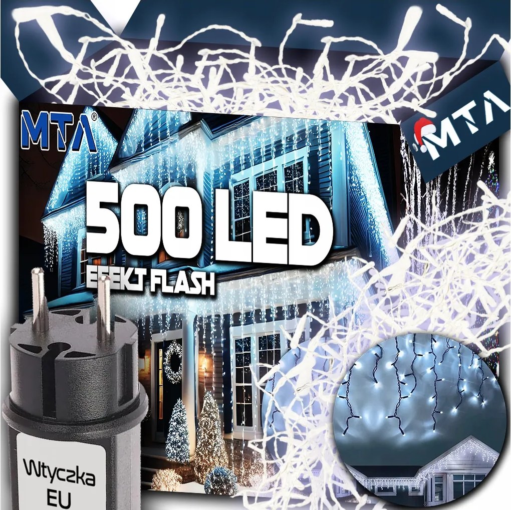 Jégcsap Led 500 Hideg Függeszték Lámpa 21M Kültéri Beltéri Flash Effekt