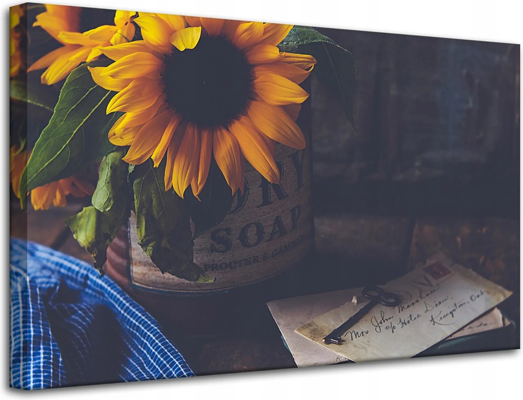 Vászonkép Virág Napraforgó Vintage 80x50 cm