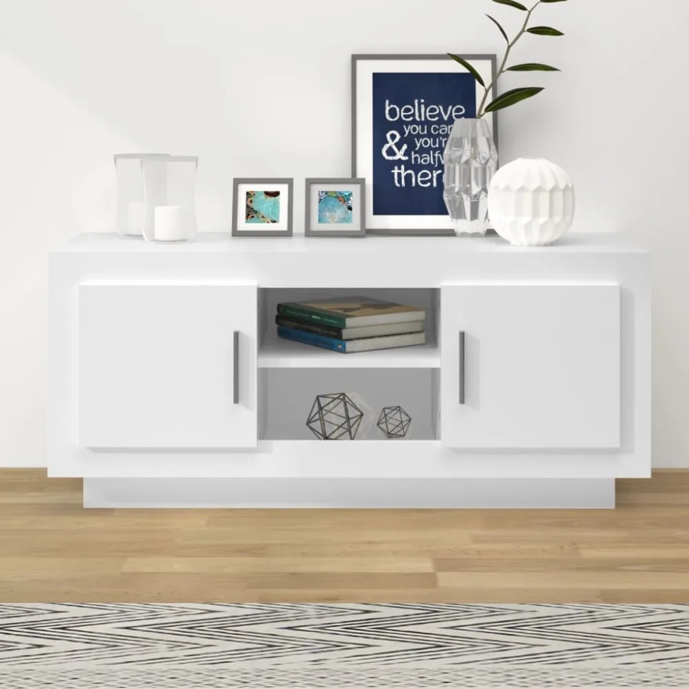 fehér szerelt fa TV-szekrény 102 x 35 x 45 cm