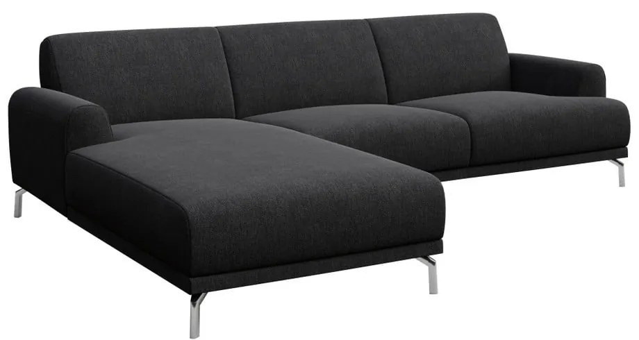 Puzo antracit szürke sarokkanapé baloldali fekvőfotellel - MESONICA