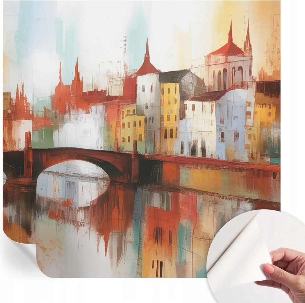 Mosható öntapadós fotótapéta étkezőbe Városi tájkép 250x250 cm